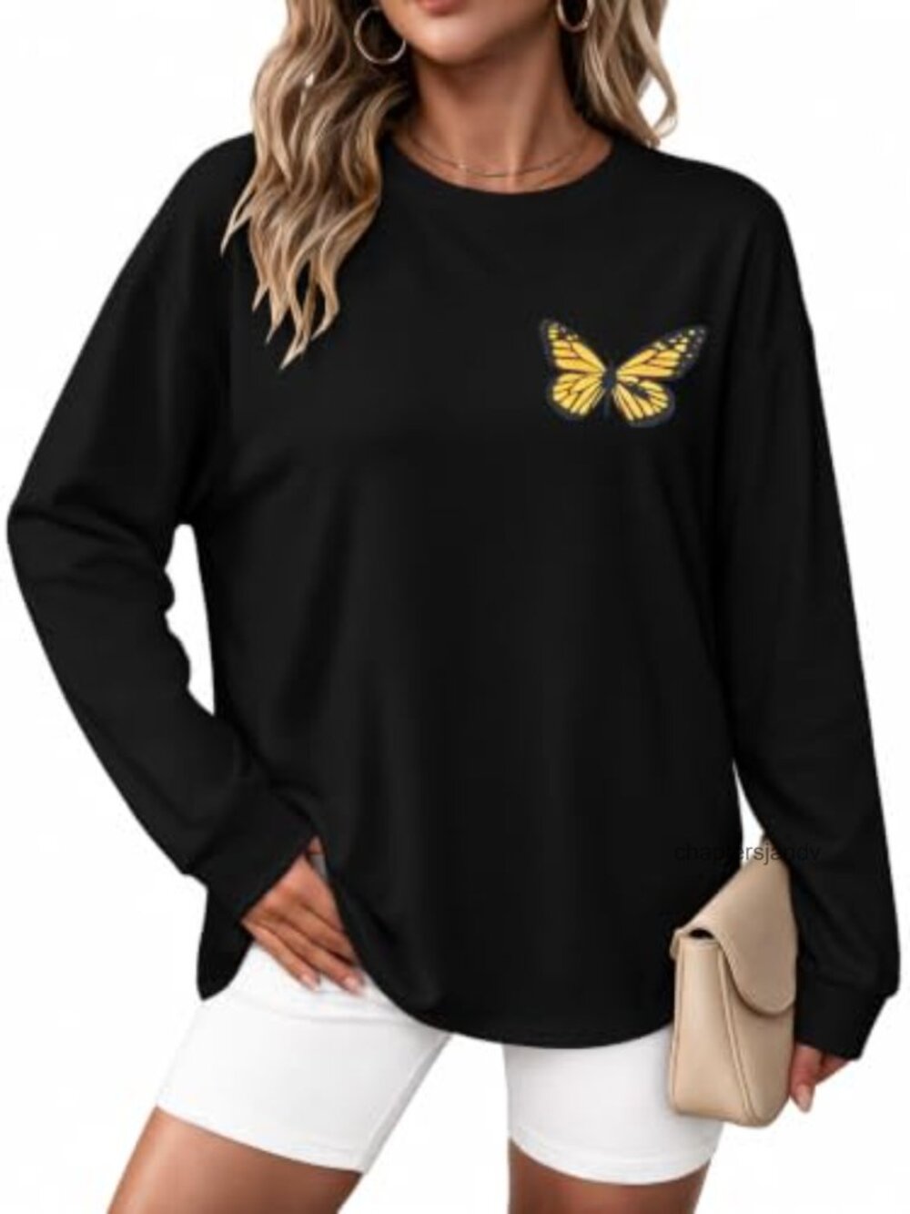 Oversized Long Sleeve Graphic Tee Crewneck Casual Loose Fit Women's Top
